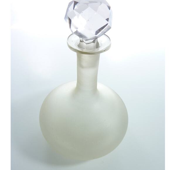 Vintage Frosted Potion Bottle Blown Glass Decanter Genie Bottle - Picture 1 of 3